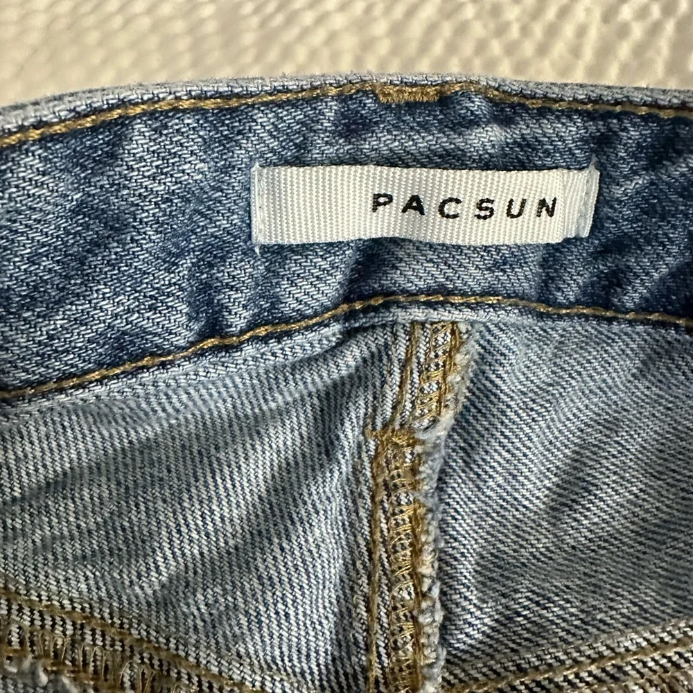 PacSun‎ Light Indigo Ripped High Waisted Denim Festival Shorts Size 23